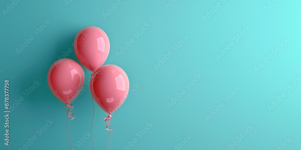 Pink Balloons Against a Turquoise Background Pink Balloons Against a Turquoise Background