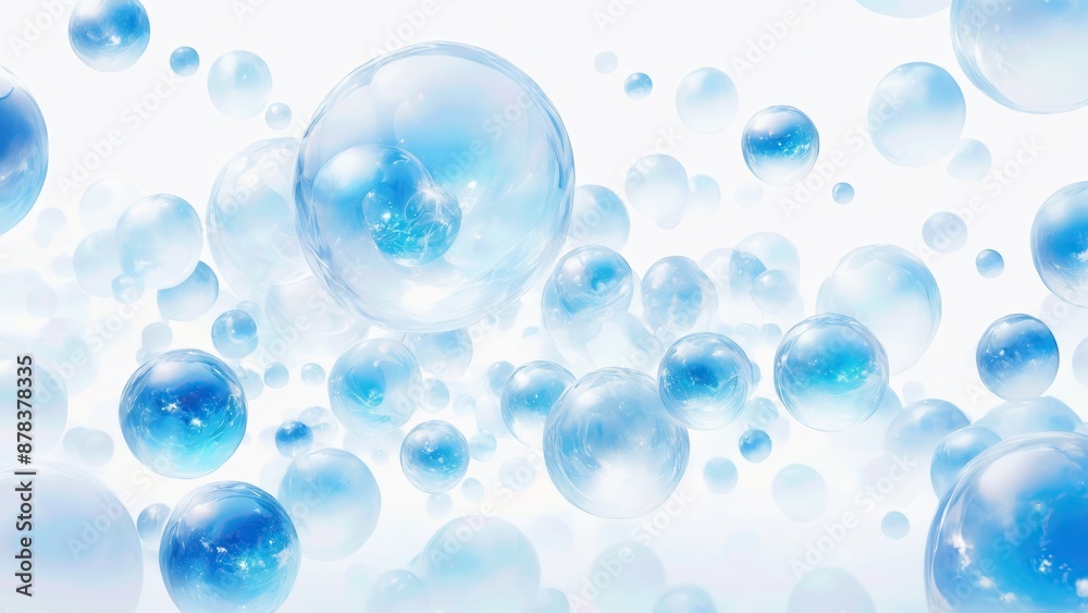 Floating color bubbles on a white background with colorful hues Floating color bubbles on a white background with colorful hues