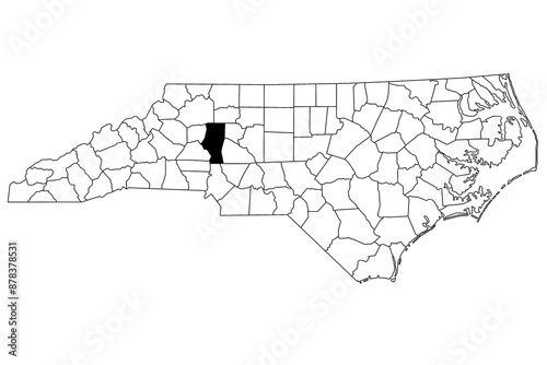 Map of iredell County in North Carolina state on white background. single County map highlighted by black color on North Carolina map. UNITED STATES, US photo