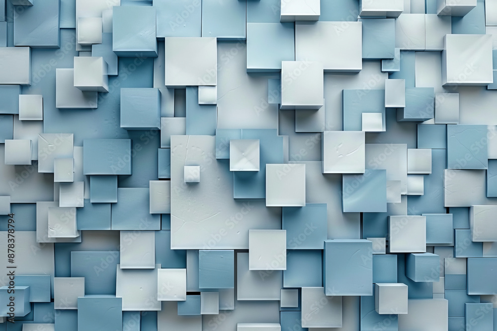 blue abstract 3D background with squares, textured geometric backdrop, abstract textured blocks. Geometric shapes overlap creating harmonious abstract composition. blue abstract 3D background with squares, textured geometric backdrop, abstract textured blocks. Geometric shapes overlap creating harmonious abstract composition.