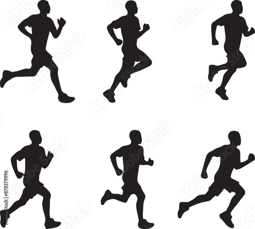 Men Running and Jogging Silhouettes Design Vector