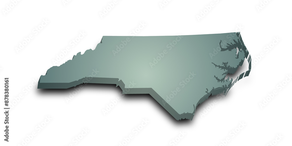Fototapeta premium 3d Map of North Carolina state with color. United State of America, US, United State