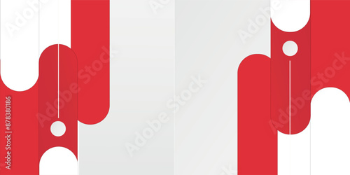 Red and white with stripe line on gradient white abstract background
