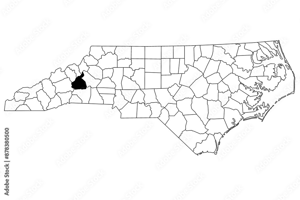Map of McDowell County in North Carolina state on white background. single County map