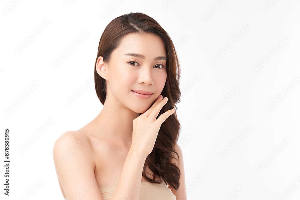 Beautiful young asian woman with clean fresh skin on white background, Face care, Facial treatment, Cosmetology, beauty and spa, Asian women portrait. Beautiful young asian woman with clean fresh skin on white background, Face care, Facial treatment, Cosmetology, beauty and spa, Asian women portrait.
