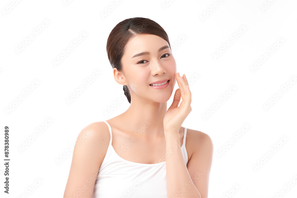 Beautiful young asian woman with clean fresh skin on white background, Face care, Facial treatment, Cosmetology, beauty and spa, Asian women portrait. Beautiful young asian woman with clean fresh skin on white background, Face care, Facial treatment, Cosmetology, beauty and spa, Asian women portrait.