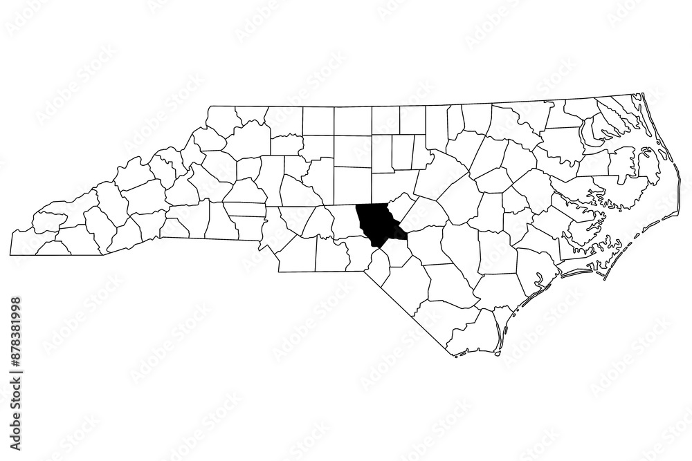 Map of Moore County in North Carolina state on white background. single