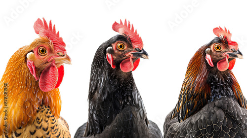 Close-Up of Chicken Head Isolated on White Background: Detailed Portrait of Poultry ©  Mohammad Xte