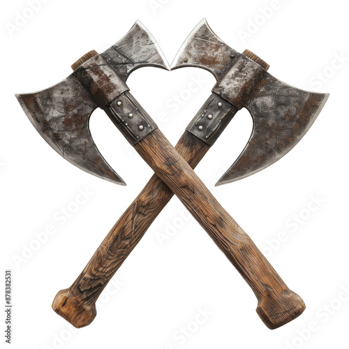 crossed axes isolated on white background