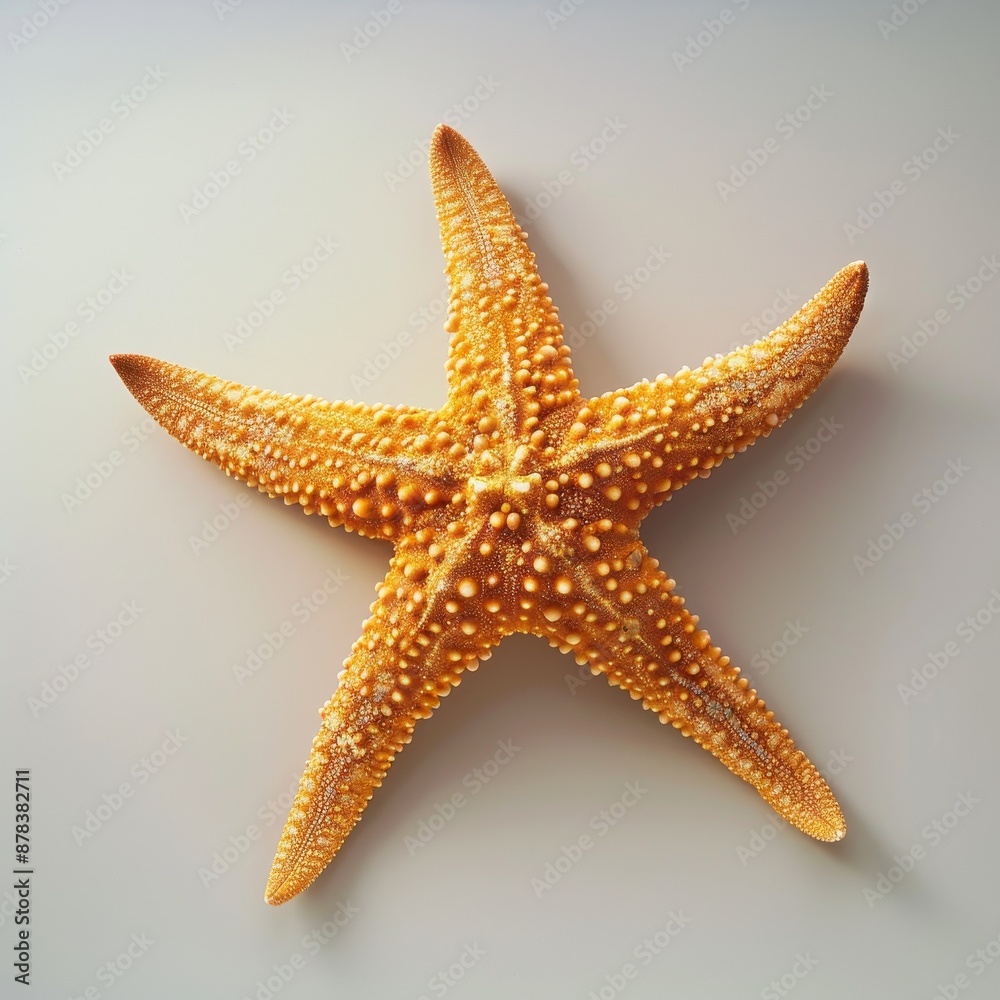 A single orange starfish isolated on a white background. A single orange starfish isolated on a white background.