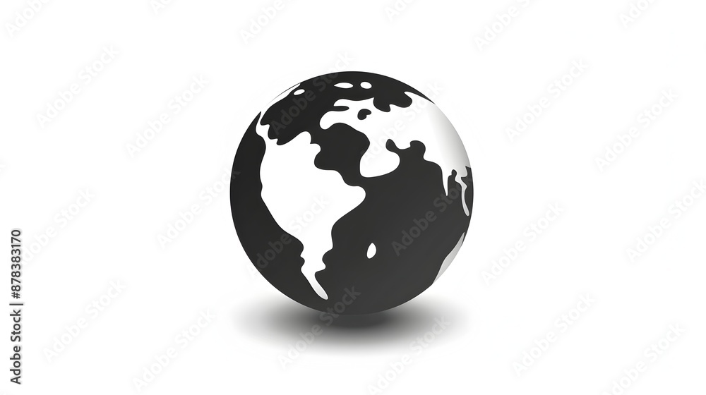 Fototapeta premium Clean and Simple Black Globe Icon on White Background Representing Global Concept