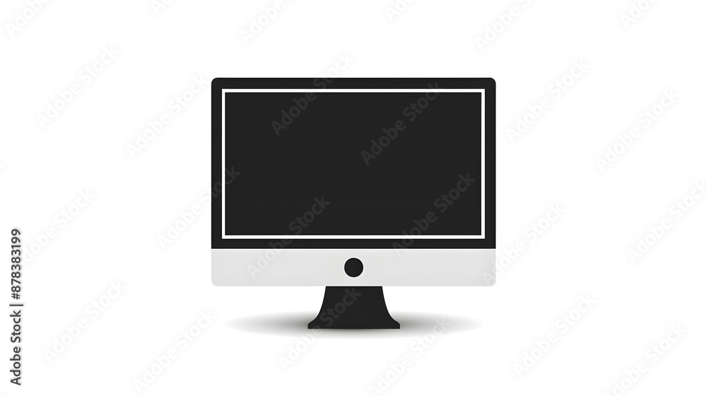 Sleek Black Computer Icon on Clean White Background Sleek Black Computer Icon on Clean White Background