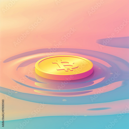 epresentation of golden bitcoin coins photo