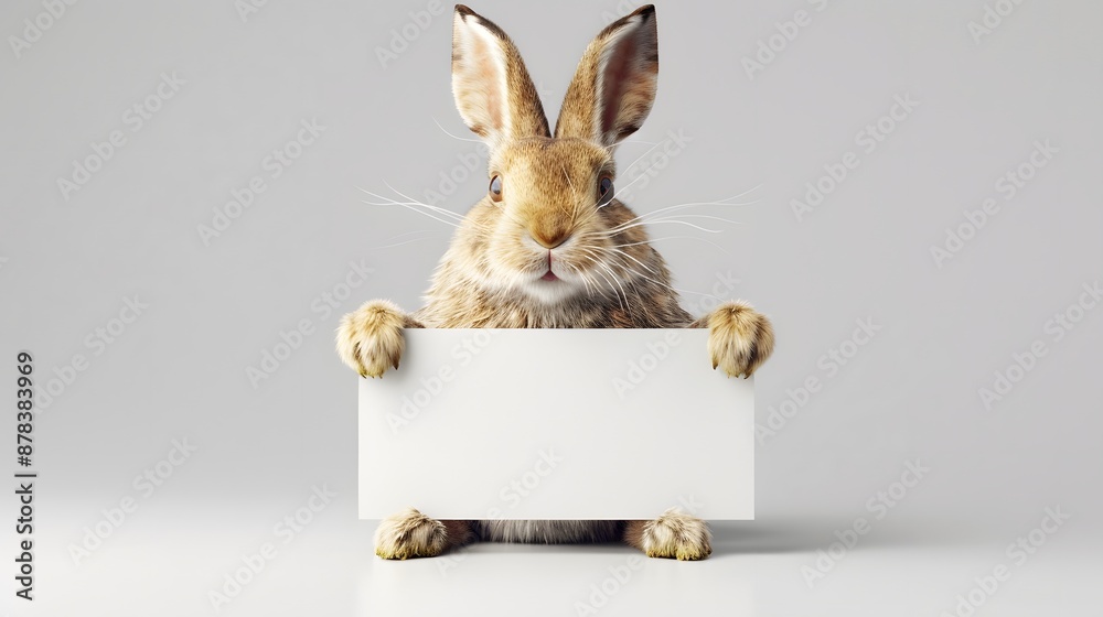 Blank Rabbit Sign Rabbit Holding a Blank Sign: A playful rabbit sitting up, holding a ...