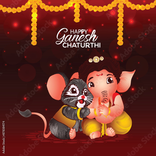 Indian festival happy ganesh chaturthi banner