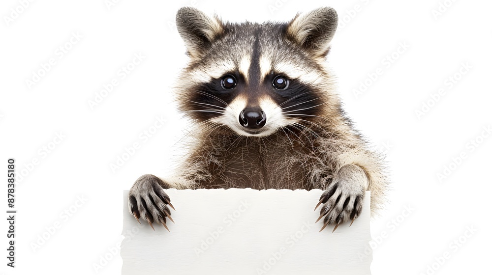 Raccoon with a Blank Sign: A curious raccoon standing on its hind legs, holding a blank sign with its front paws. realistically
Raccoon with a Blank Sign: A curious raccoon standing on its hind legs, holding a blank sign with its front paws. realistically