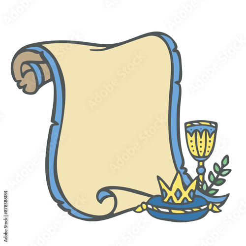 Series of royal paper scroll paper background poster template in cute medieval fairy tale kingdom illustration drawing