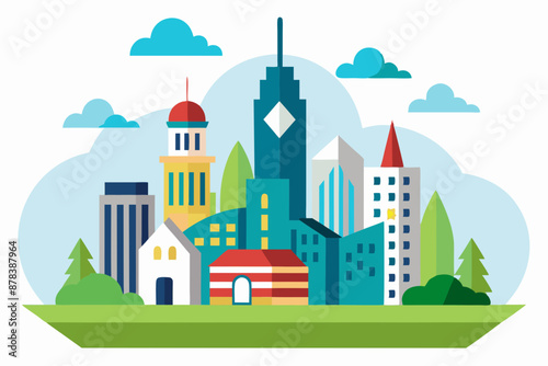 An exquisite city illustration in vector art