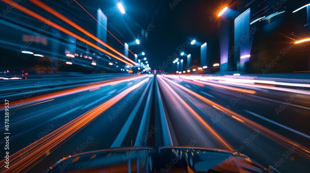 Abstract city lights streak across the night sky, creating a dynamic and colorful pattern. The image conveys a sense of movement and energy. Abstract city lights streak across the night sky, creating a dynamic and colorful pattern. The image conveys a sense of movement and energy.