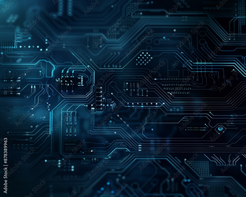 Abstract digital background with circuit board design. Blue and black color scheme. Suitable for technology and innovation concepts. Abstract digital background with circuit board design. Blue and black color scheme. Suitable for technology and innovation concepts.