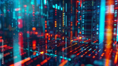 Wallpaper Mural Abstract digital background with vibrant colors and glowing lines, depicting a futuristic cityscape. Torontodigital.ca