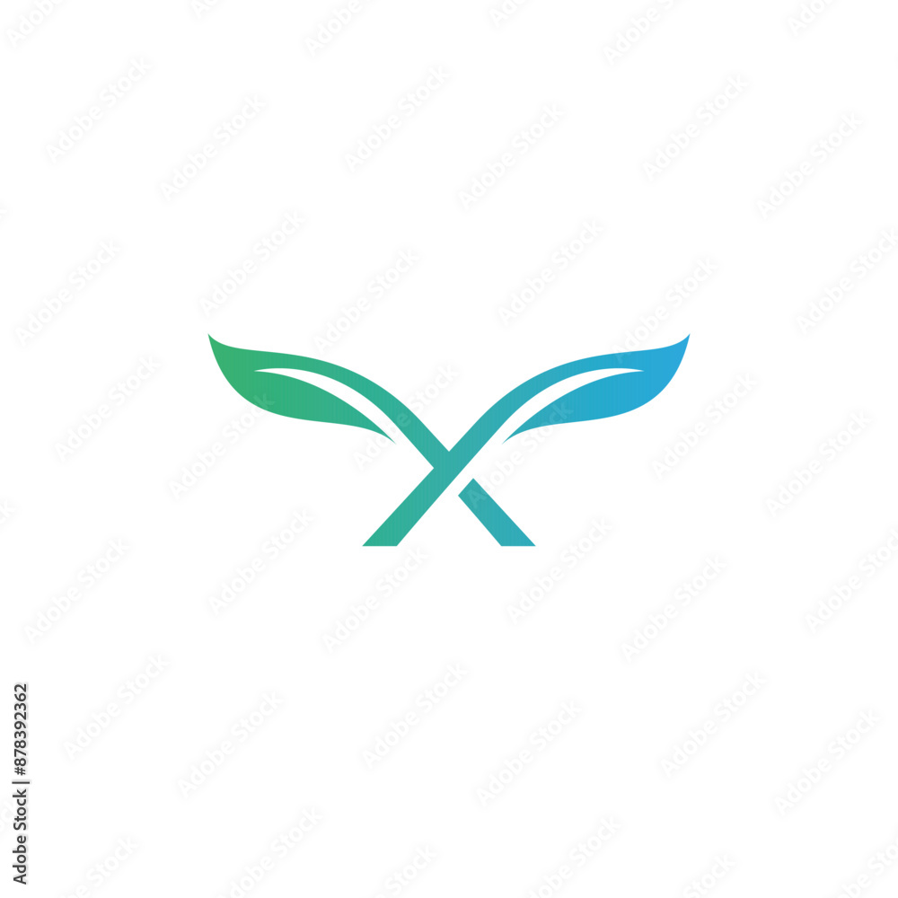 Naklejka premium Leaf Letter X Logo Design. Initial X Icon