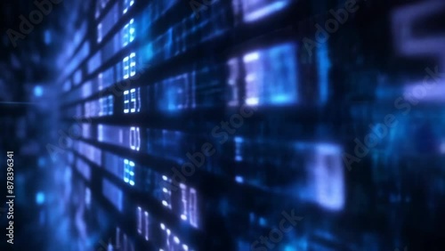 Wallpaper Mural Blue digital binary code matrix with abstract data concept background for technology, programming, and cybersecurity themes. Torontodigital.ca
