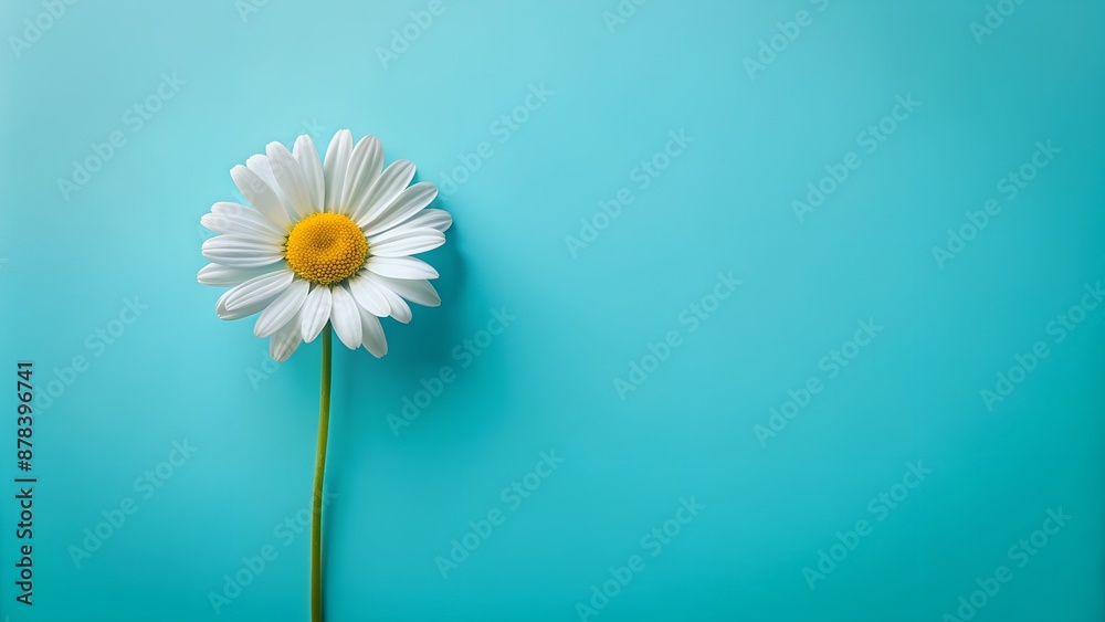Daisy Flower on Pastel Cyan Blue Background. Perfect for: Floral Photography, Minimalist Designs, Nature Themes