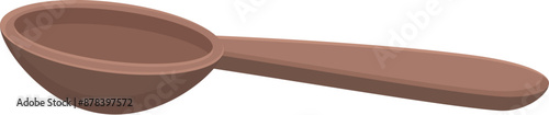 Simple wooden spoon is lying horizontally with a slightly upturned handle