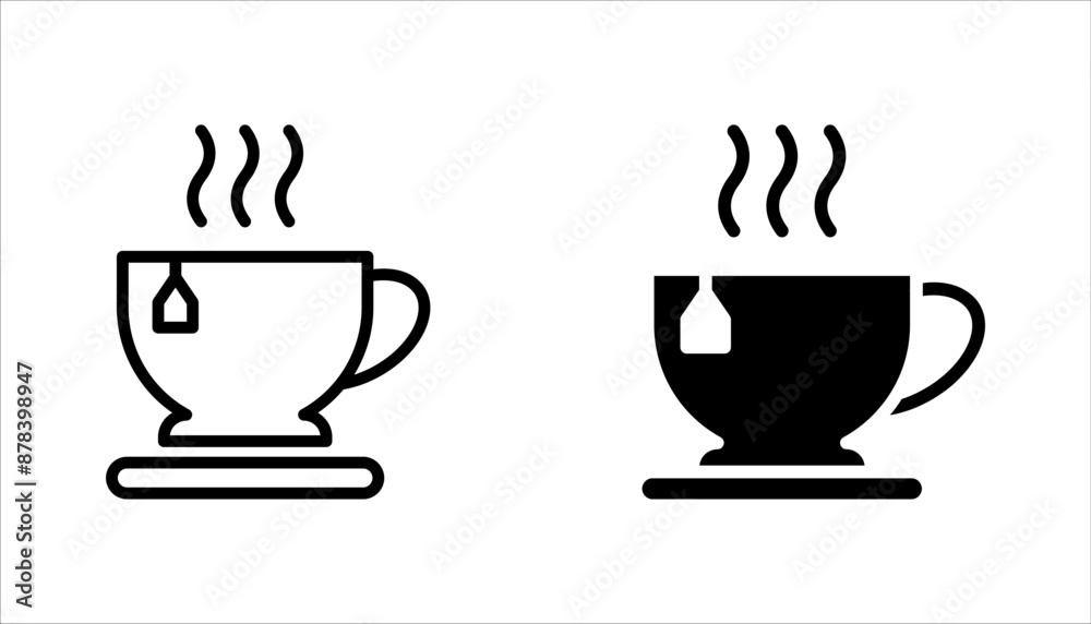 Coffee cup and tea cup icon set. vector illustration on white background. Coffee cup and tea cup icon set. vector illustration on white background.
