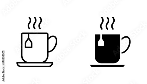 Coffee cup and tea cup icon set. vector illustration on white background.