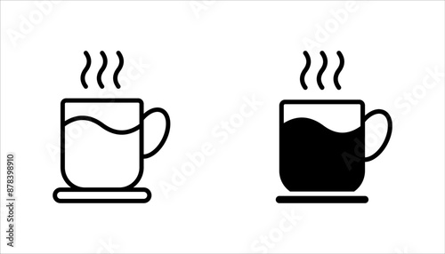Coffee cup and tea cup icon set. vector illustration on white background.