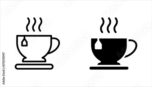 Coffee cup and tea cup icon set. vector illustration on white background.