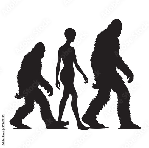 Bigfoot silhouette Vector illustration.