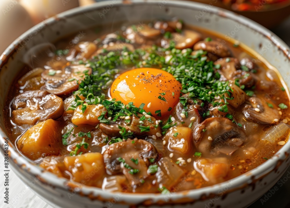 Mushroom Soup with Egg Yolk Garnish Mushroom Soup with Egg Yolk Garnish
