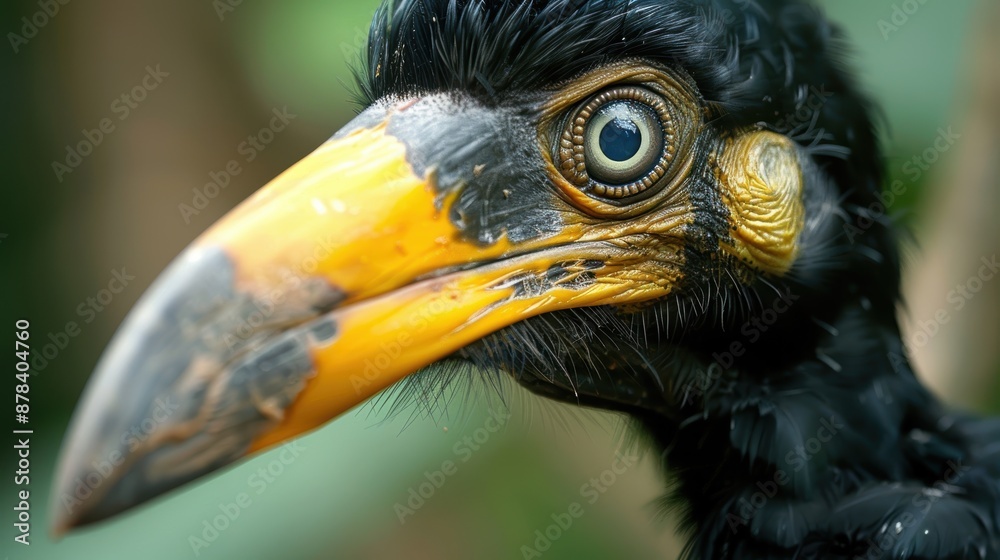 Fototapeta premium Intense Gaze - Close-up Portrait of Bird's Beak and Eyes in Detail
