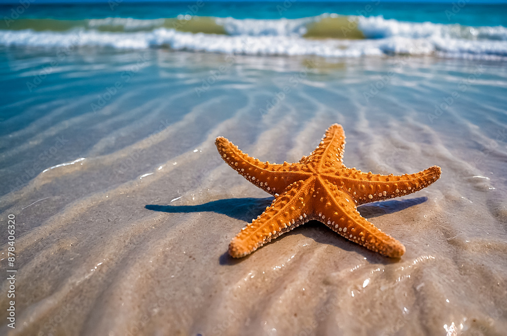 Serene Summer Beach Scene. Starfish Resting in Shallow Sea Water. Perfect Coastal Vibes and Tranquil Oceanic Beauty. Essence of Relaxation and Nature's Charm with This Stunning Seaside Moment Serene Summer Beach Scene. Starfish Resting in Shallow Sea Water. Perfect Coastal Vibes and Tranquil Oceanic Beauty. Essence of Relaxation and Nature's Charm with This Stunning Seaside Moment