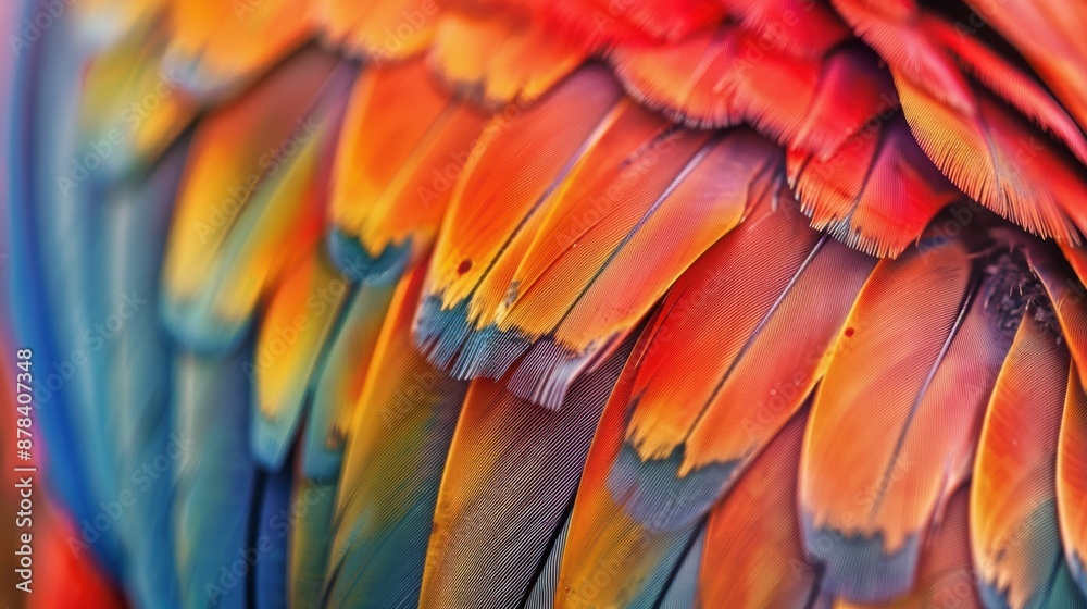 Obraz premium Intricate Beauty of a Bird's Feather: Macro Close-up Detailed Pattern of Nature's Artistry