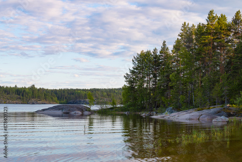 June evening near the Koyonsaari island. Ladoga lake. Karelia, Russia photo