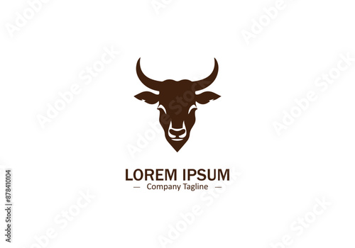 Minimal and abstract bull logo icon buffalo vector silhouette