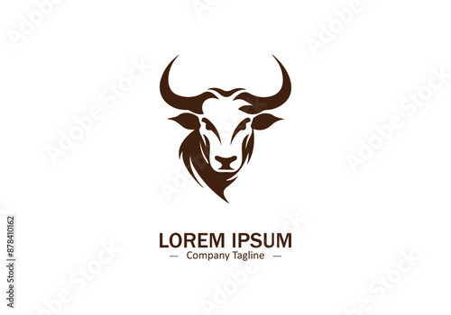 Minimal and abstract bull or bison logo icon vector bullfight silhouette