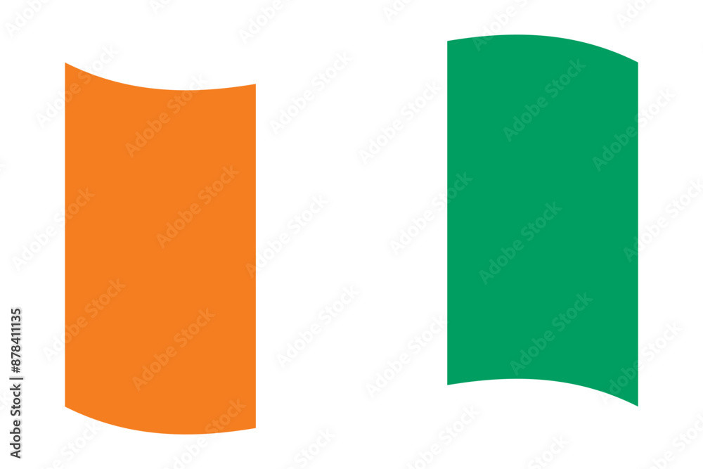 Naklejka premium Vector illustration of wavy Ivory Coast flag on transparent background