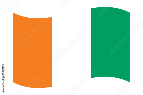 Vector illustration of wavy Ivory Coast flag on transparent background