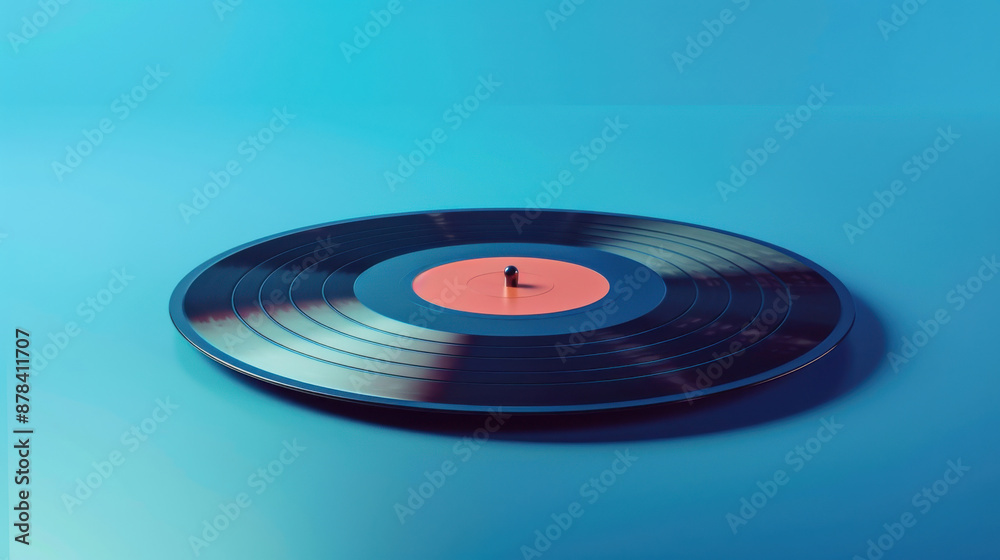 A vinyl record on a blue background A vinyl record on a blue background