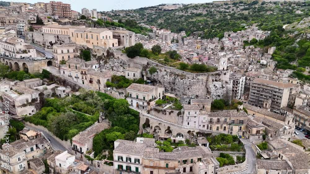 Drone view of Castle of the Counts (Castello dei Conti) in Modica, Sicily, Italy Drone view of Castle of the Counts (Castello dei Conti) in Modica, Sicily, Italy