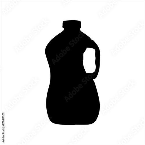 Plastic cooking oil bottle silhouette on white background. Oil bottle icon sign vector illustration design.