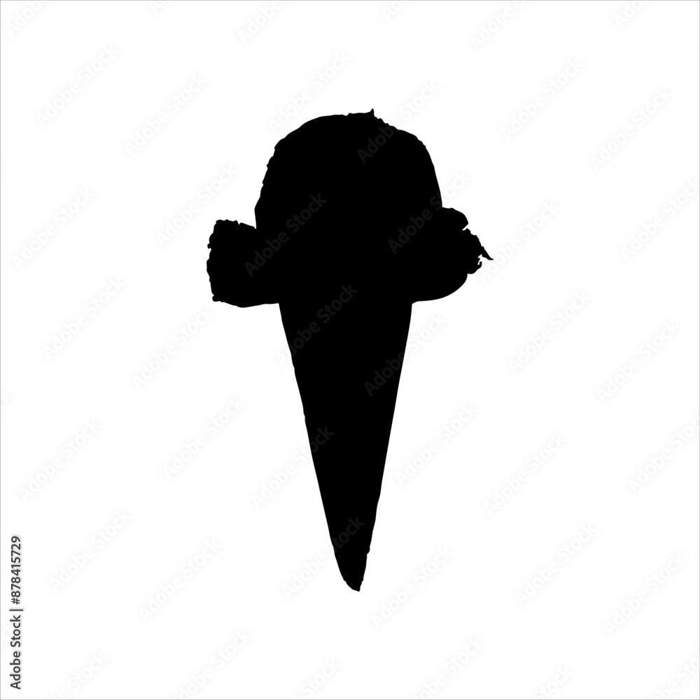 Black ice cream cone silhouette on white background. Ice cream icon sign vector illustration design. Black ice cream cone silhouette on white background. Ice cream icon sign vector illustration design.