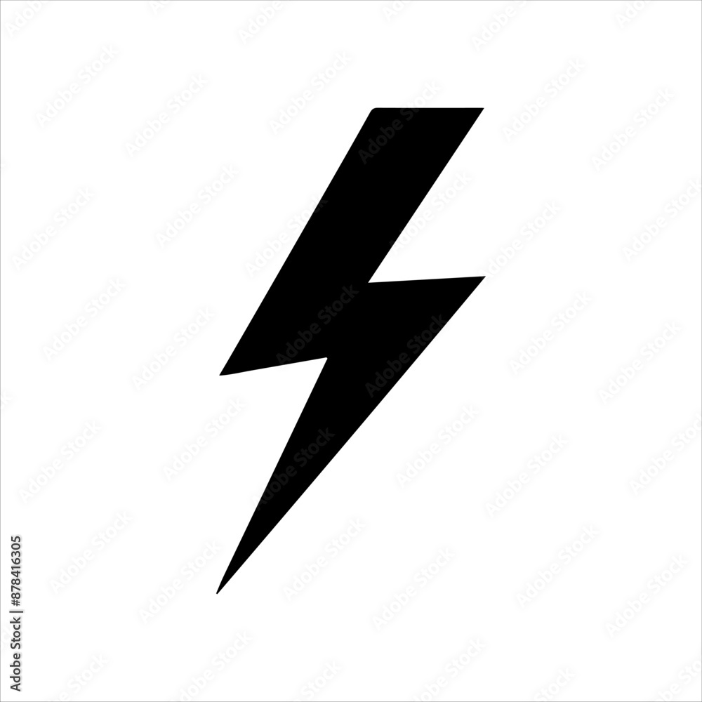 Energy and thunder lightning bolt silhouette on white background. Lightning bolt icon sign vector illustration design.