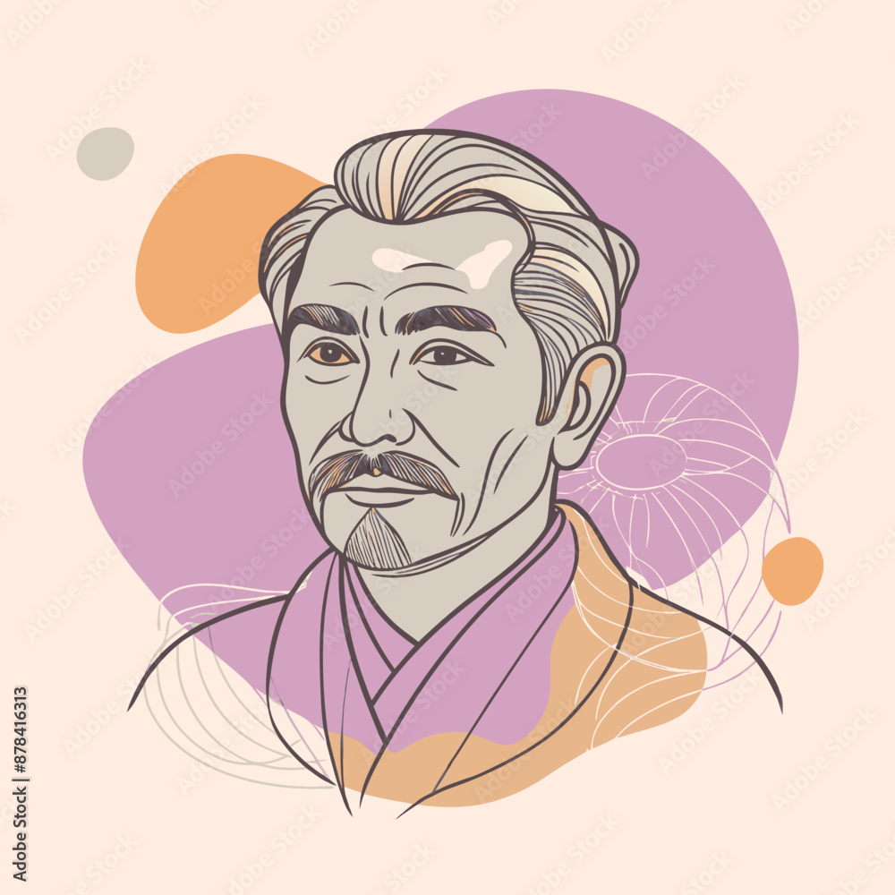 vector illustration of japanese man
