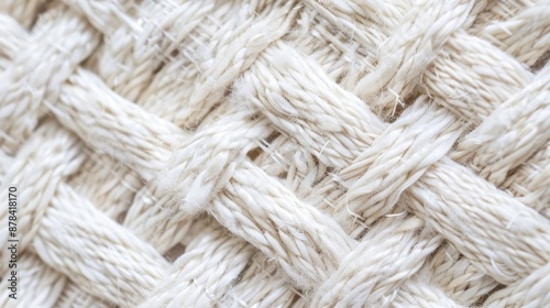 Detailed view of white woven textile pattern